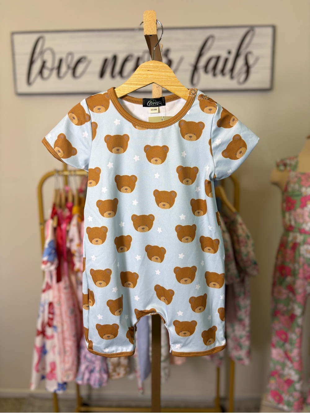 Clover Cottage Bear Necessities Boy Shorty Bamboo- Cotton Blend 12-24M